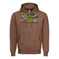 Chestnut Peace love Halloween Zipper Hoodie - NancyCooperArtShop
