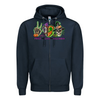 Navy Peace love Halloween Zipper Hoodie - NancyCooperArtShop