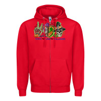 Red Peace love Halloween Zipper Hoodie - NancyCooperArtShop