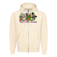 Sandshell Peace love Halloween Zipper Hoodie - NancyCooperArtShop