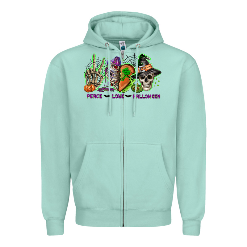 Peace Love Halloween Zipper Hoodie by NancyCooperArtShop | Teevron