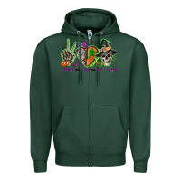 Sports Green Peace love Halloween Zipper Hoodie - NancyCooperArtShop