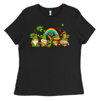 Black st patricks gnomes with rainbow Ladies Tee - AdoDesignShop