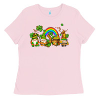 Bubblegum Pink st patricks gnomes with rainbow Ladies Tee - AdoDesignShop
