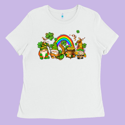 St Patricks Gnomes With Rainbow Ladies Tee Designed By Adodesignshop