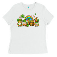 White st patricks gnomes with rainbow Ladies Tee - AdoDesignShop