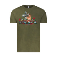 Vintage Olive she will not fail psalm christian cross pray Vintage Tee - NancyCooperArtShop