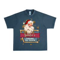 Midnight Navy santa's coming to town Urban Heavy Tee - MaliasSmallBusiness