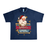 Navy santa's coming to town Urban Heavy Tee - MaliasSmallBusiness