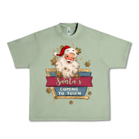 Oil Green santa's coming to town Urban Heavy Tee - MaliasSmallBusiness