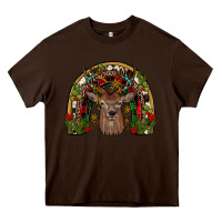 Chocolate Brown deer rainbow Heavy Core Tee - JahusDesignShop
