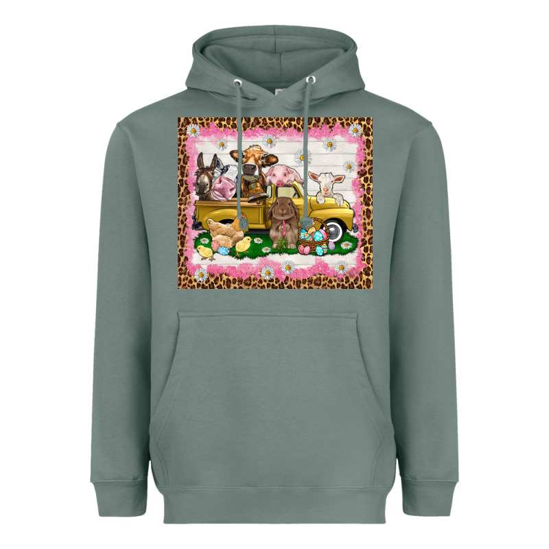 Easter Day With Farm Animals Tumbler Heavyweight Hoodie by HowdyJamesFarm | Teevron