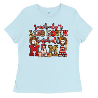 Baby Blue somebody's loud mouth baseball mama Ladies Tee - Jasminsmagicworld