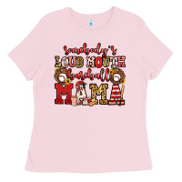 Bubblegum Pink somebody's loud mouth baseball mama Ladies Tee - Jasminsmagicworld