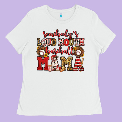 Somebody's Loud Mouth Baseball Mama Ladies Tee Designed By Jasminsmagicworld