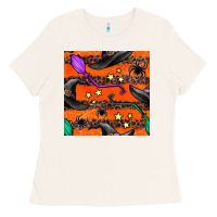 Bone halloween witch hats leopard seamless pattern Ladies Tee - BundleAndBundleShop