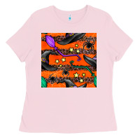 Bubblegum Pink halloween witch hats leopard seamless pattern Ladies Tee - BundleAndBundleShop