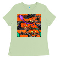 Matcha halloween witch hats leopard seamless pattern Ladies Tee - BundleAndBundleShop