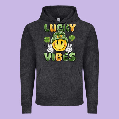 Lucky Vibes Vintage Hoodie Designed By Maliassmallbusiness
