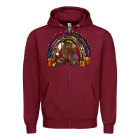 Burgundy Army Christmas rainbow Zipper Hoodie - NancyCooperArtShop