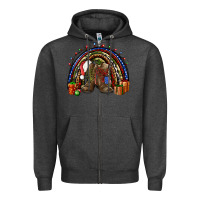 Charcoal Heather Army Christmas rainbow Zipper Hoodie - NancyCooperArtShop