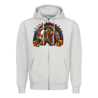 Dove Grey Army Christmas rainbow Zipper Hoodie - NancyCooperArtShop