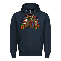 Navy Army Christmas rainbow Zipper Hoodie - NancyCooperArtShop