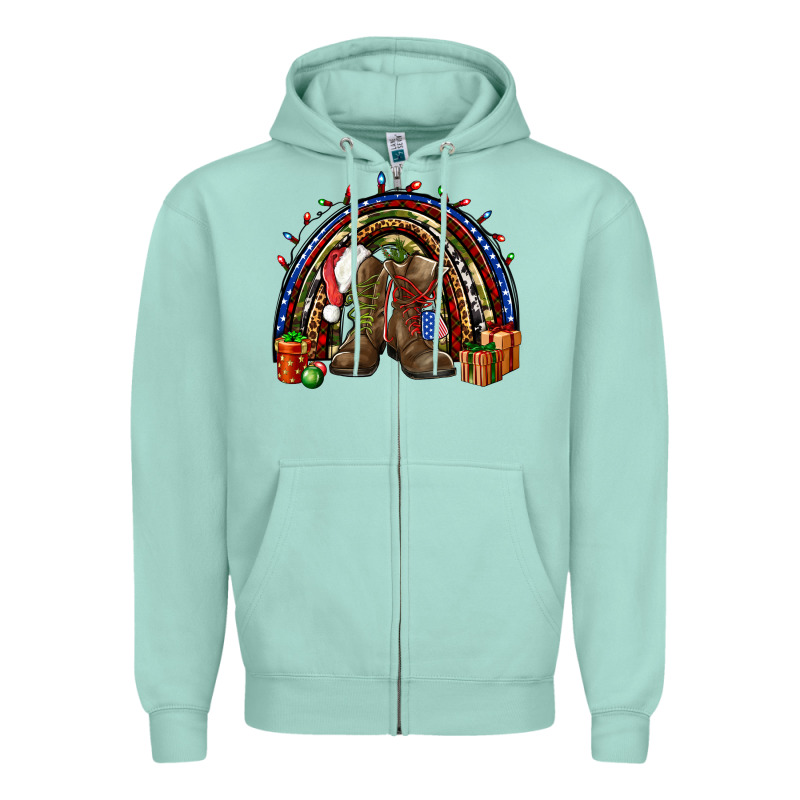 Army Christmas Rainbow Zipper Hoodie by NancyCooperArtShop | Teevron