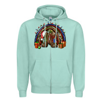 Seafoam Army Christmas rainbow Zipper Hoodie - NancyCooperArtShop