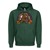 Sports Green Army Christmas rainbow Zipper Hoodie - NancyCooperArtShop