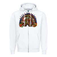White Army Christmas rainbow Zipper Hoodie - NancyCooperArtShop
