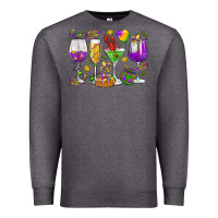 Charcoal Heather Mardi Gras wine glasses Premium Sweatshirt - HowdyJamesFarm