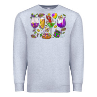 Heather Grey Mardi Gras wine glasses Premium Sweatshirt - HowdyJamesFarm