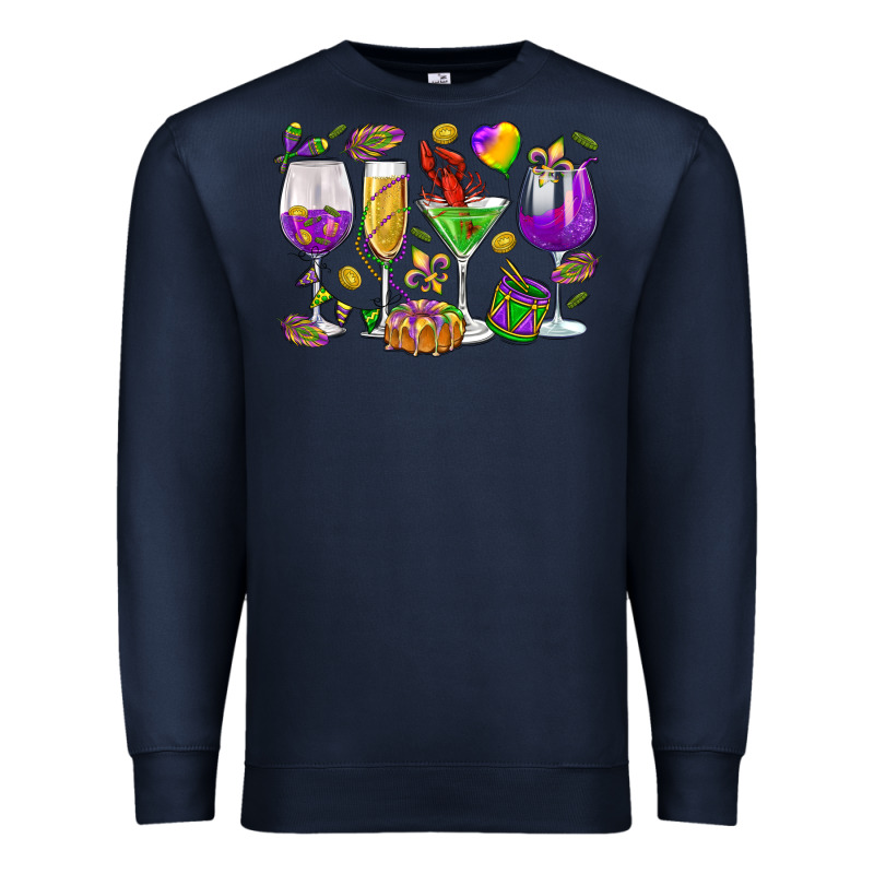 Mardi Gras Wine Glasses Premium Sweatshirt by HowdyJamesFarm | Teevron