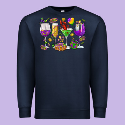 Mardi Gras Wine Glasses Premium Sweatshirt Designed By Howdyjamesfarm