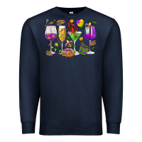 Navy Mardi Gras wine glasses Premium Sweatshirt - HowdyJamesFarm