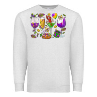 Oatmeal Heather Mardi Gras wine glasses Premium Sweatshirt - HowdyJamesFarm