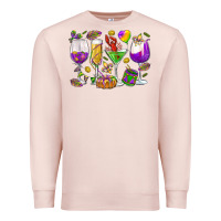Pale Pink Mardi Gras wine glasses Premium Sweatshirt - HowdyJamesFarm