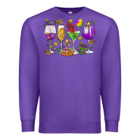 Purple Mardi Gras wine glasses Premium Sweatshirt - HowdyJamesFarm
