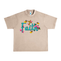 French Oak faith with flower and butterfly Urban Heavy Tee - NancyCooperArtShop