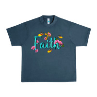 Midnight Navy faith with flower and butterfly Urban Heavy Tee - NancyCooperArtShop