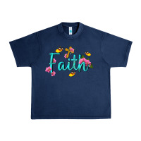 Navy faith with flower and butterfly Urban Heavy Tee - NancyCooperArtShop
