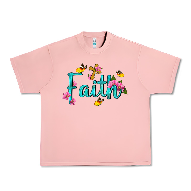 Faith With Flower And Butterfly Urban Heavy Tee by NancyCooperArtShop | Teevron