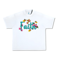 White faith with flower and butterfly Urban Heavy Tee - NancyCooperArtShop