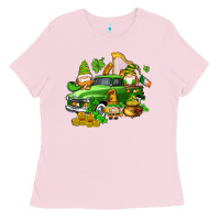 Bubblegum Pink st patricks gnomes  with farm truck Ladies Tee - AdoDesignShop