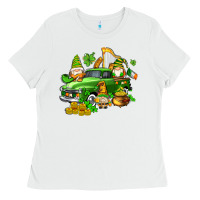 White st patricks gnomes  with farm truck Ladies Tee - AdoDesignShop