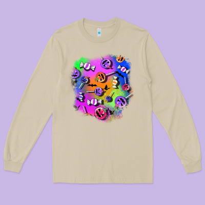 Halloween Candy Patches 1 Long Sleeve Tee Designed By Bundleandbundleshop