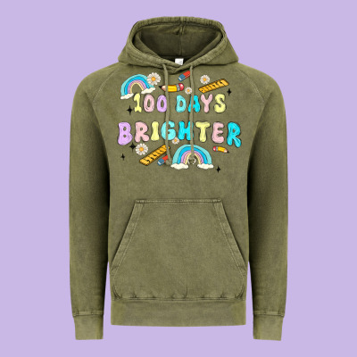 100 Days Brighter Vintage Hoodie Designed By Maliassmallbusiness