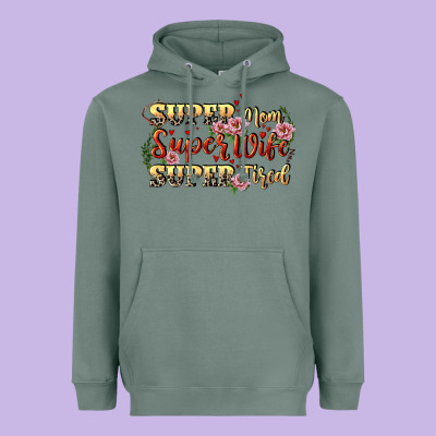 Super Mom Super Wife Super Tired Heavyweight Hoodie Designed By Cowgirlartshop