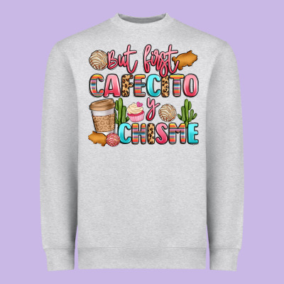 But First Cafecito Y Chisme Heavyweight Sweatshirt Designed By Lillyallendesigns